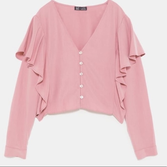 Zara Pink Ruffle Top - Picture 2 of 4